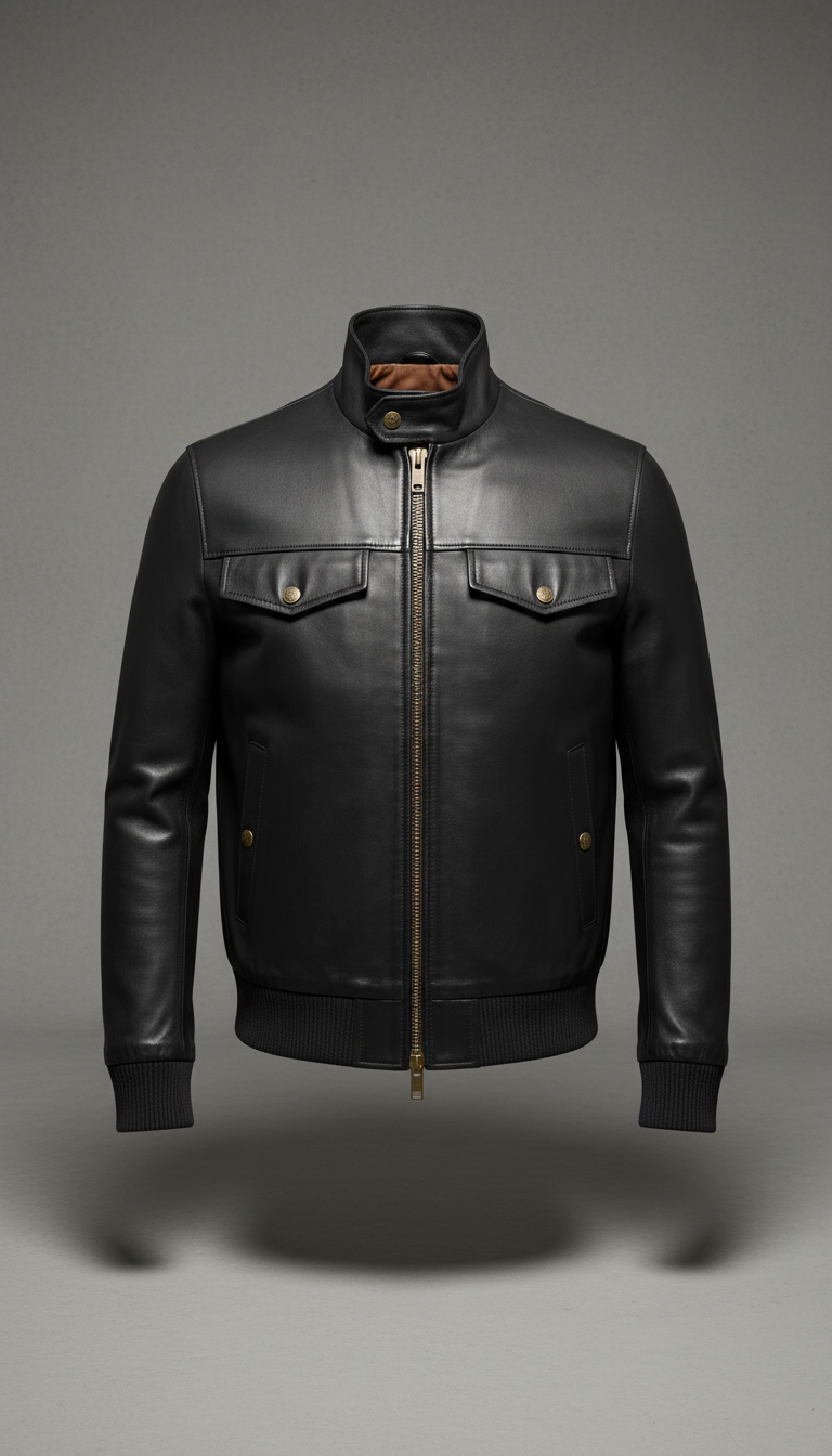 Noir Signature Bomber Leather Jacket