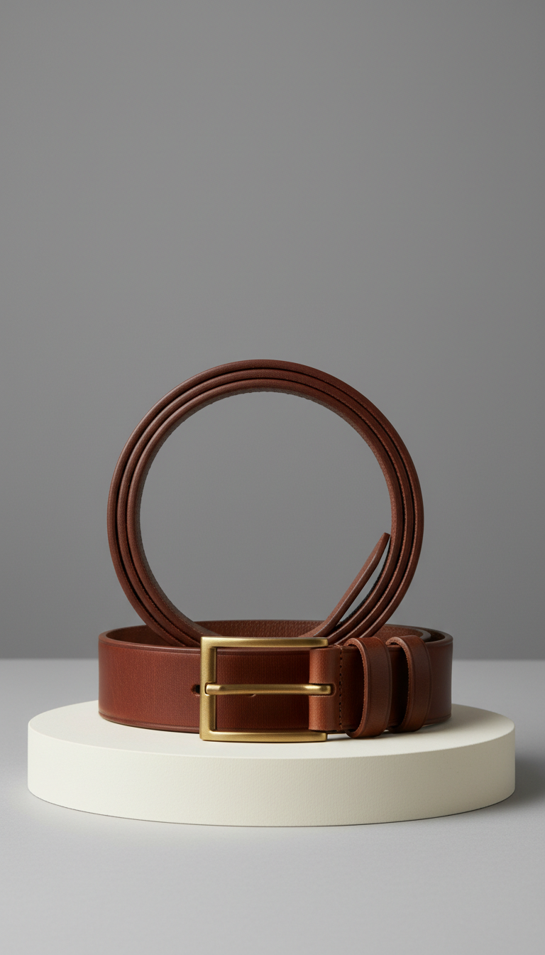 Tuscan Brown Leather Dress Belt