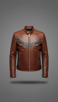 Cognac Skyline Moto Leather Jacket