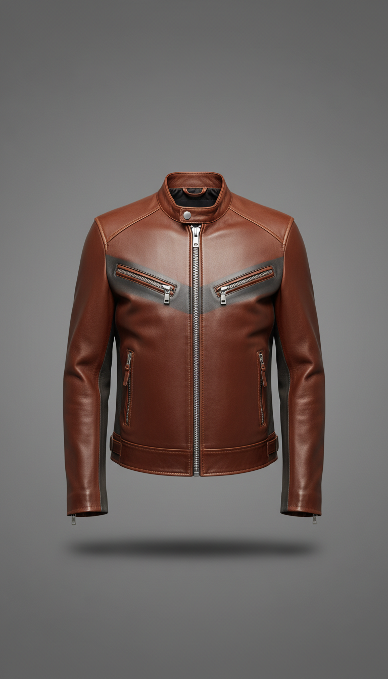 Cognac Skyline Moto Leather Jacket